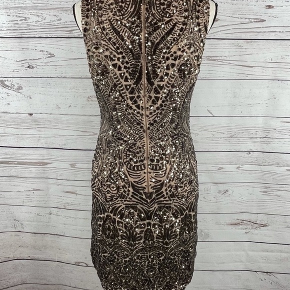 VINCE CAMUTO Bodycon Dress Sequined Sleeveless Stretch Lined Rear Zipper - Picture 3 of 10